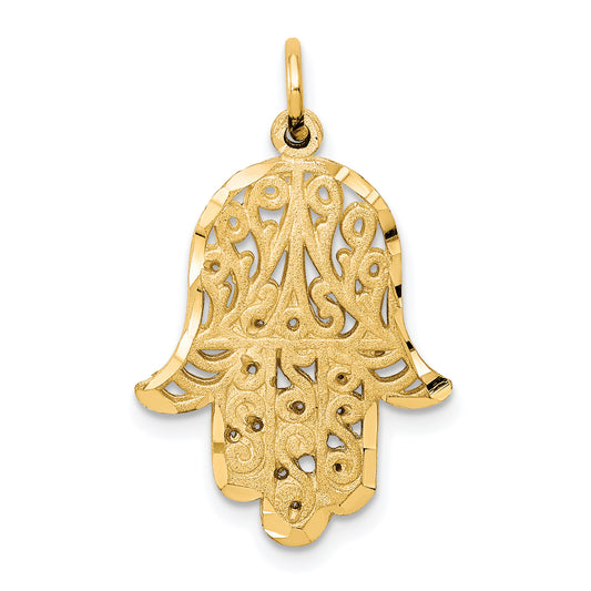 10k yellow gold filigree chamseh charm