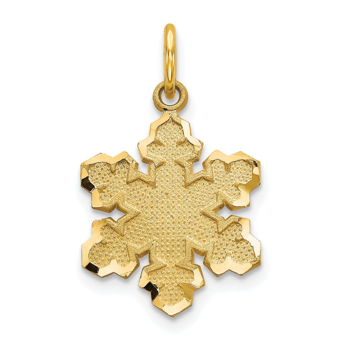 10k yellow gold solid satin snowflake charm