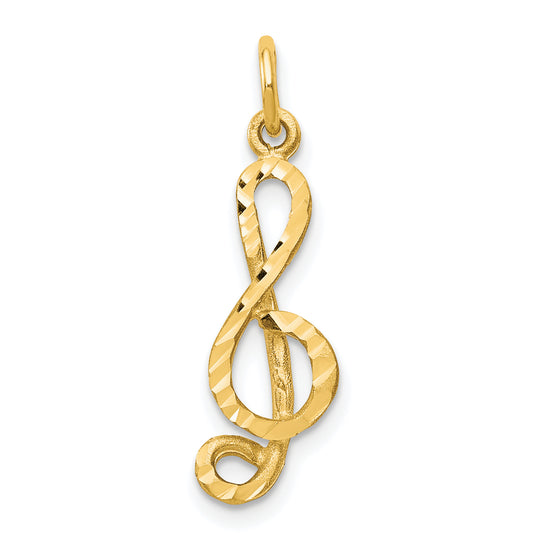 10k yellow gold medium solid treble clef charm