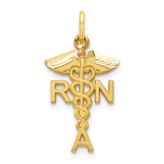 10k yellow gold solid registered nurse charm