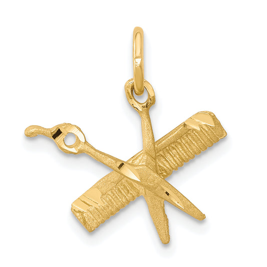 10k yellow gold comb and scissors charm