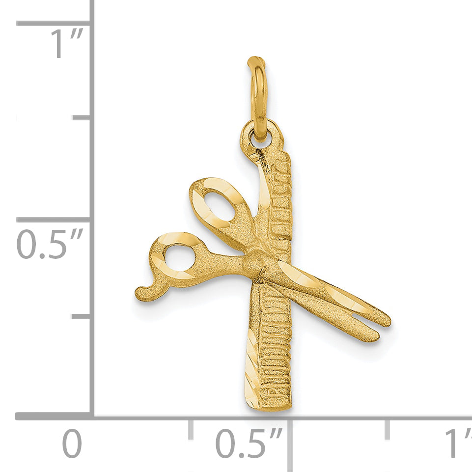 10K Yellow Gold Comb And Scissors Charm