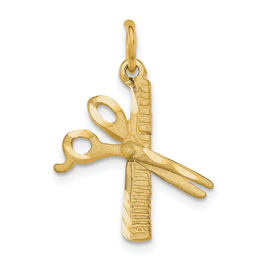 10K Yellow Gold Comb And Scissors Charm