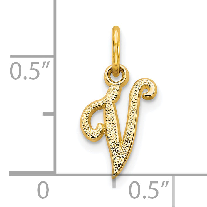 10K Yellow Gold Initial V Charm