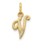 10K Yellow Gold Initial V Charm