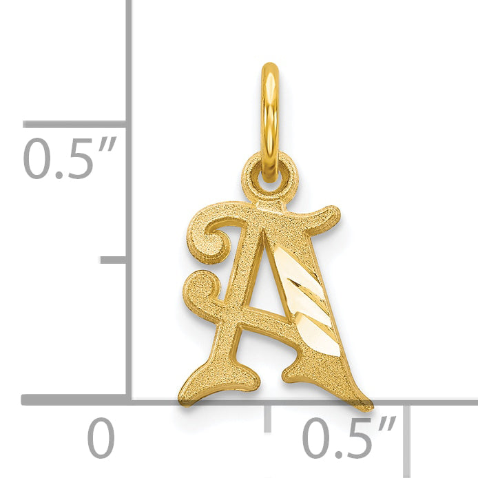 10K Yellow Gold Initial A Charm