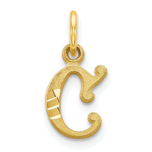 10K Yellow Gold Initial C Charm