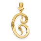 10K Yellow Gold Diamond-Cut Grooved Initial C Charm