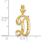 10K Yellow Gold Diamond-Cut Grooved Initial D Charm