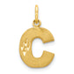 10K Yellow Gold Satin Diamond-Cut Initial C Charm