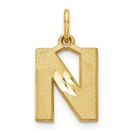 10K Yellow Gold Initial N Charm