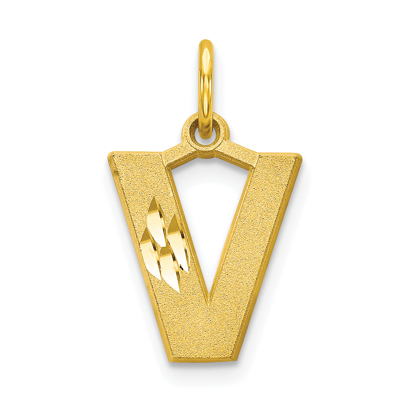 10K Yellow Gold Initial V Charm