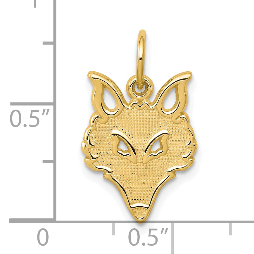 10K Yellow Gold Solid Flat Back Small Fox Head Charm