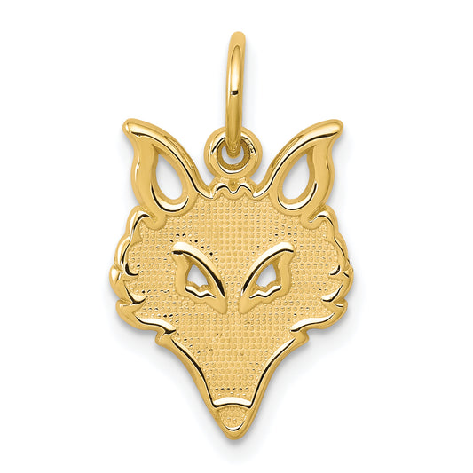 10K Yellow Gold Solid Flat Back Small Fox Head Charm