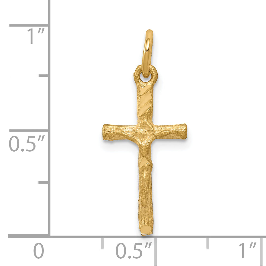 10K Yellow Gold Solid Satin Polished Cross Charm