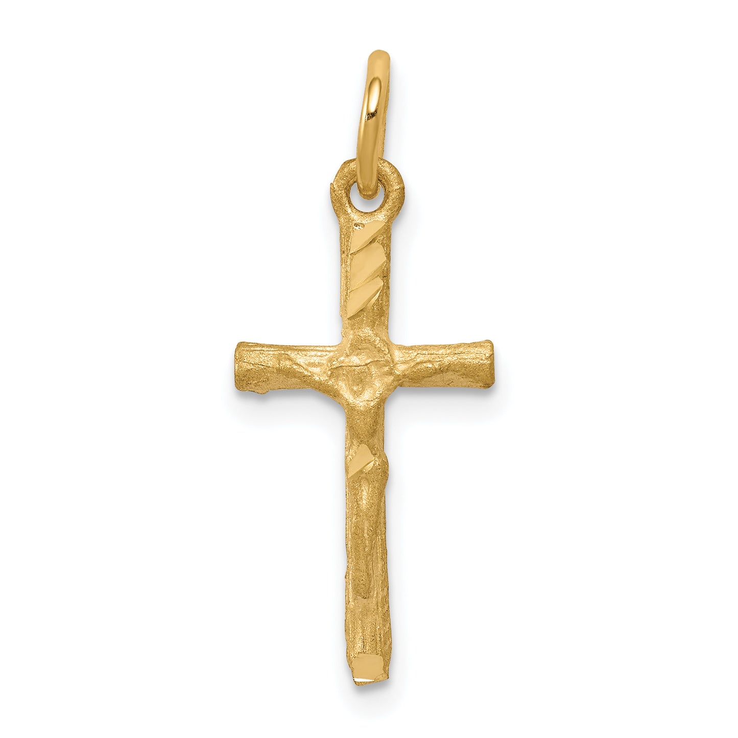 10K Yellow Gold Solid Satin Polished Cross Charm