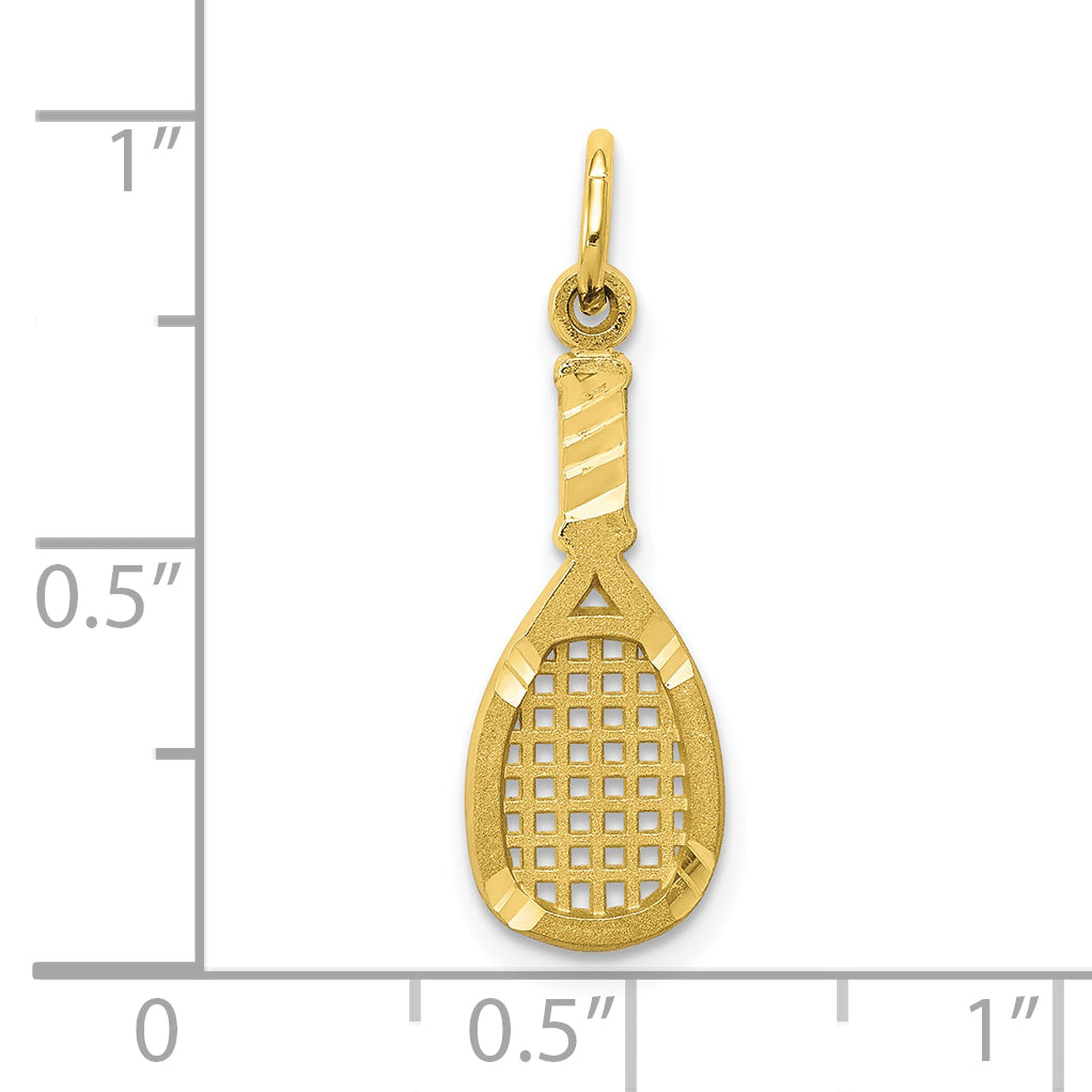 10K Yellow Gold Solid Racquetball Racquet Charm