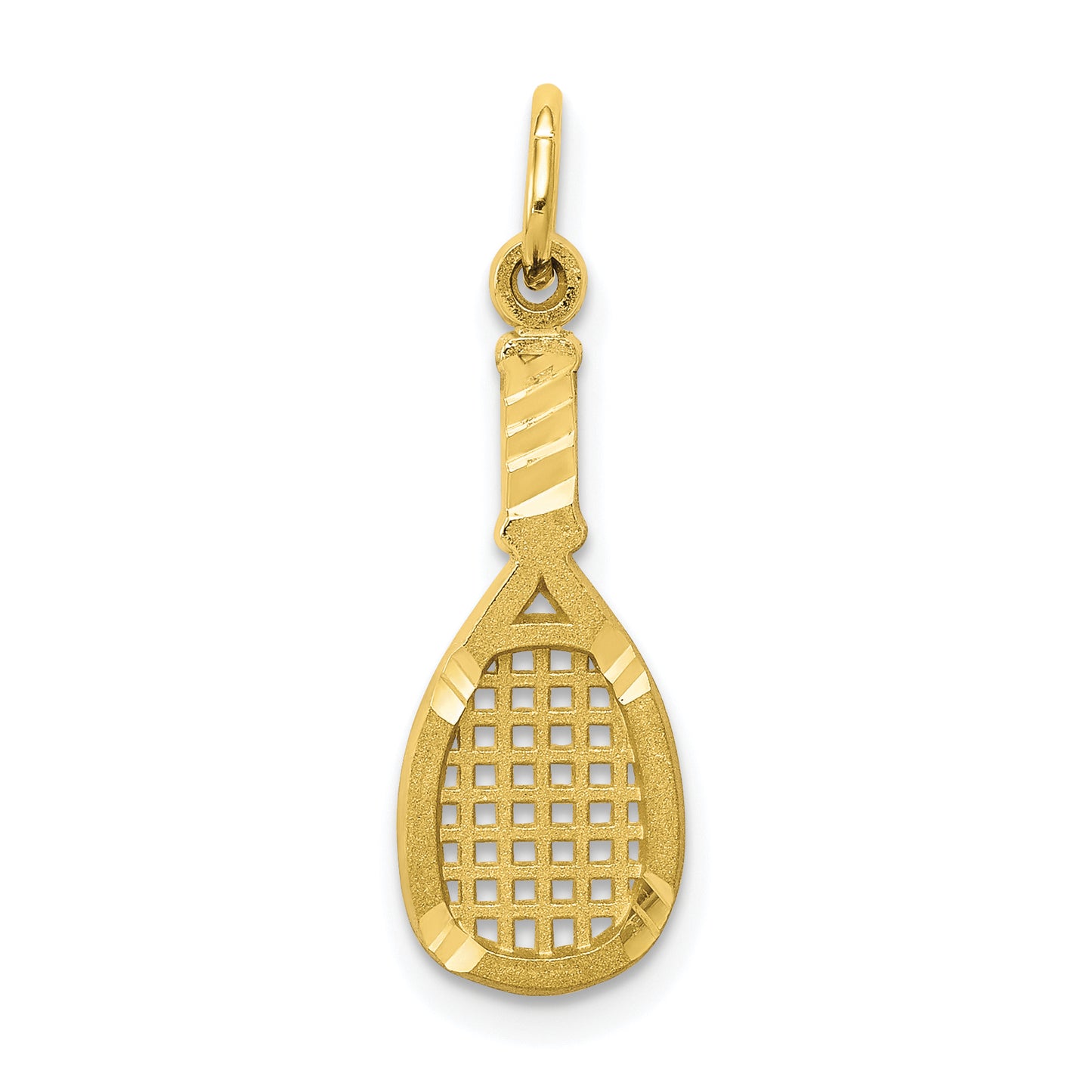 10K Yellow Gold Solid Racquetball Racquet Charm