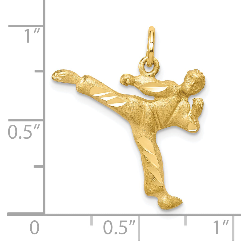 10K Yellow Gold Solid Karate Person Charm