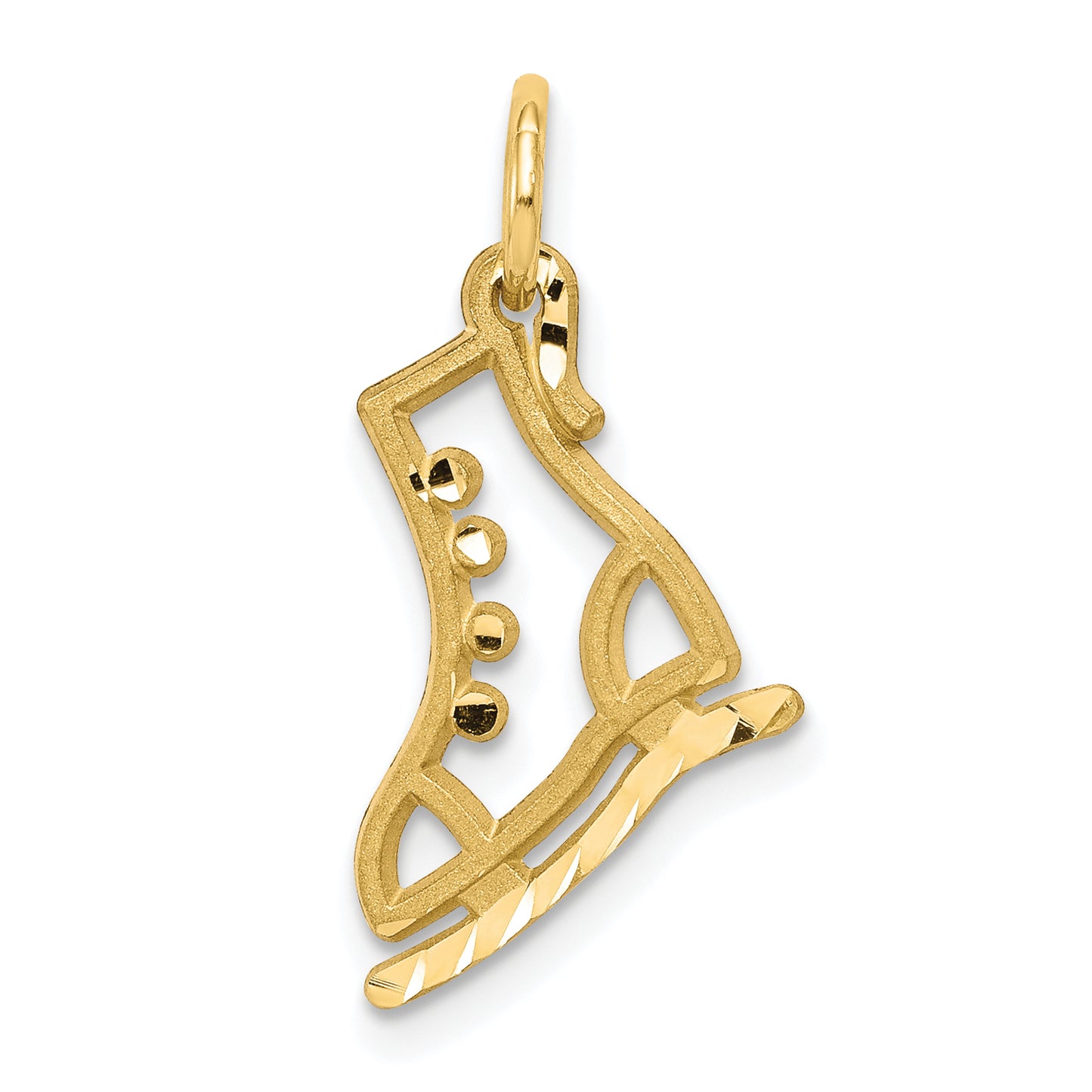 10K Yellow Gold Diamond-Cut Ice Skate Charm