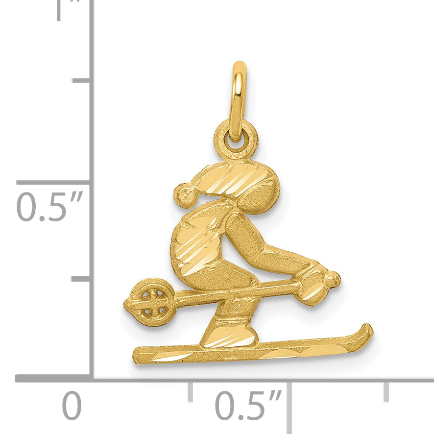 10K Yellow Gold Diamond-Cut Skier Charm