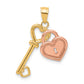 10K Two-Tone Heart And Key Charm