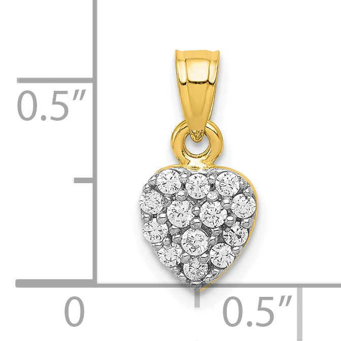 10k Yellow Gold CZ Cluster Heart Charm