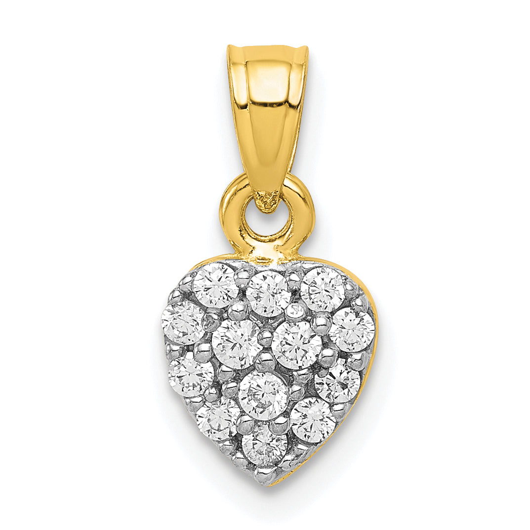 10k Yellow Gold CZ Cluster Heart Charm