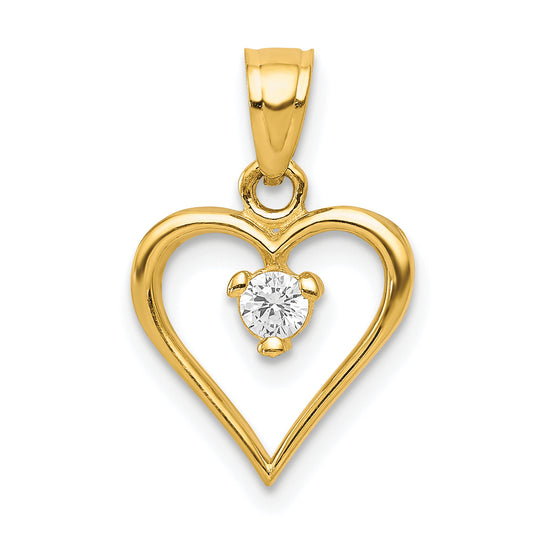 10K Yellow Gold Cz Heart Charm