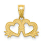 10K Yellow Gold Double Heart Charm