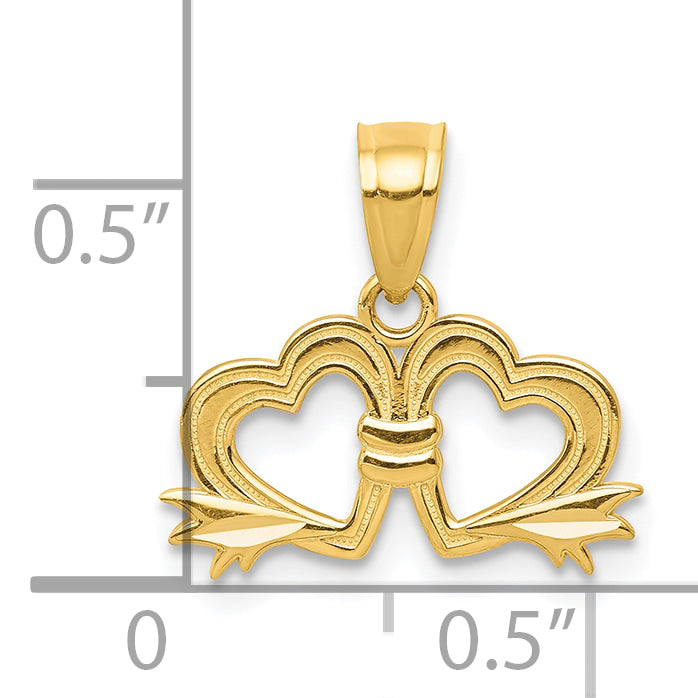 10K Yellow Gold Double Heart Charm