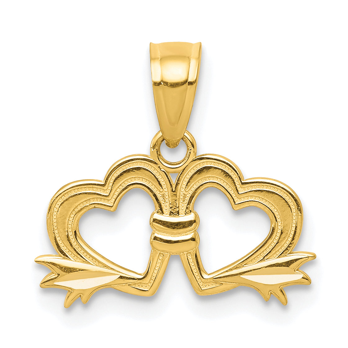 10K Yellow Gold Double Heart Charm