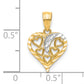 10K Yellow W/Rhodium Heart Charm