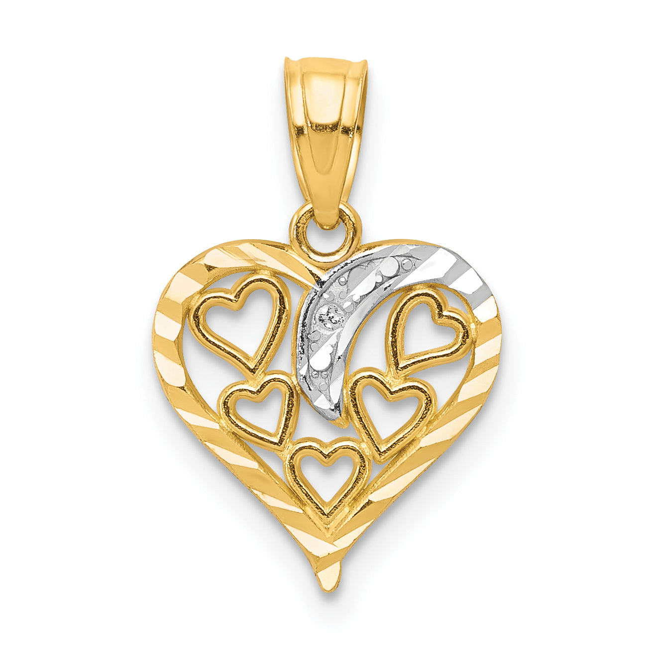 10K Yellow W/Rhodium Heart Charm