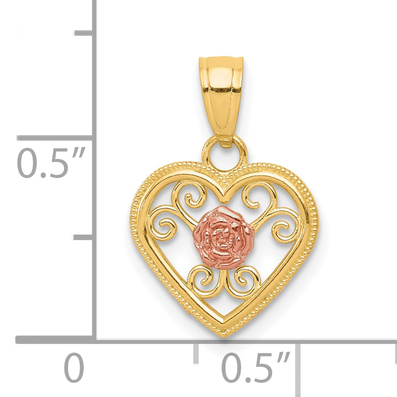 10K Two-Tone Small Heart Charm