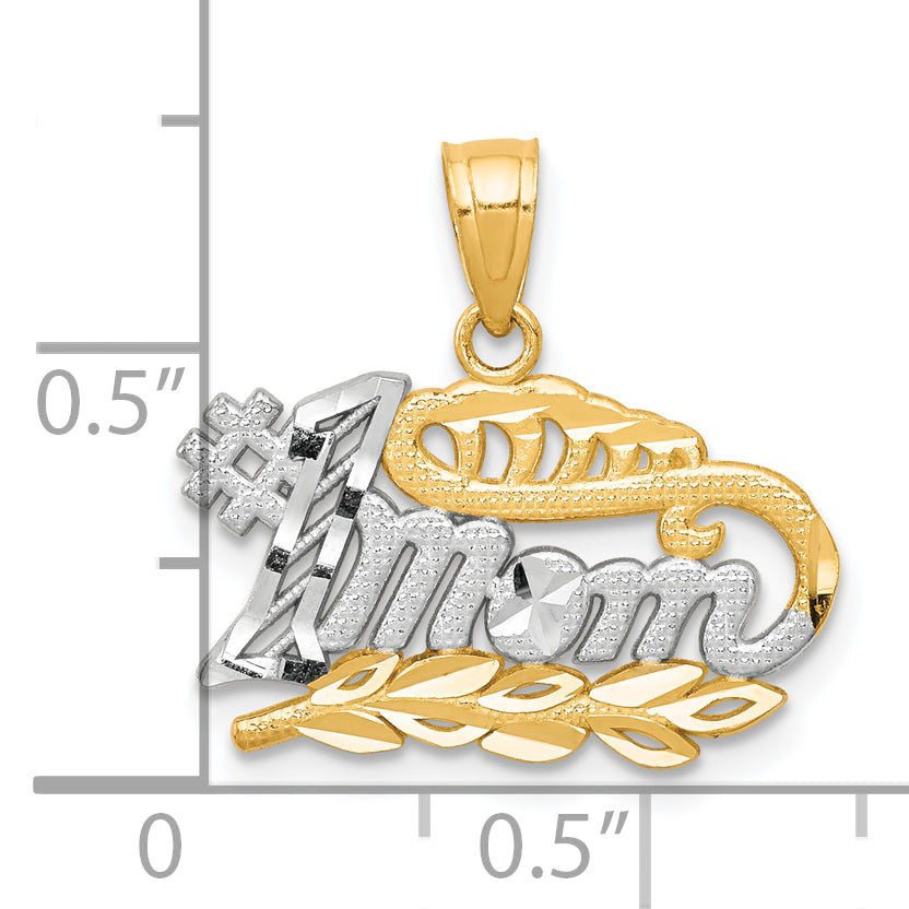 10K Yellow W/Rhodium #1 Mom Charm