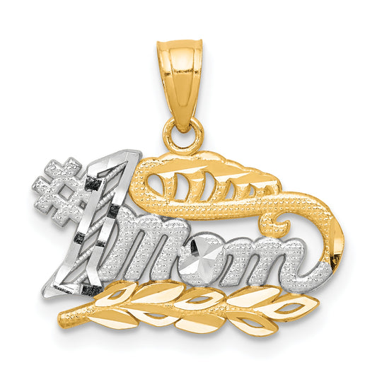 10K Yellow W/Rhodium #1 Mom Charm