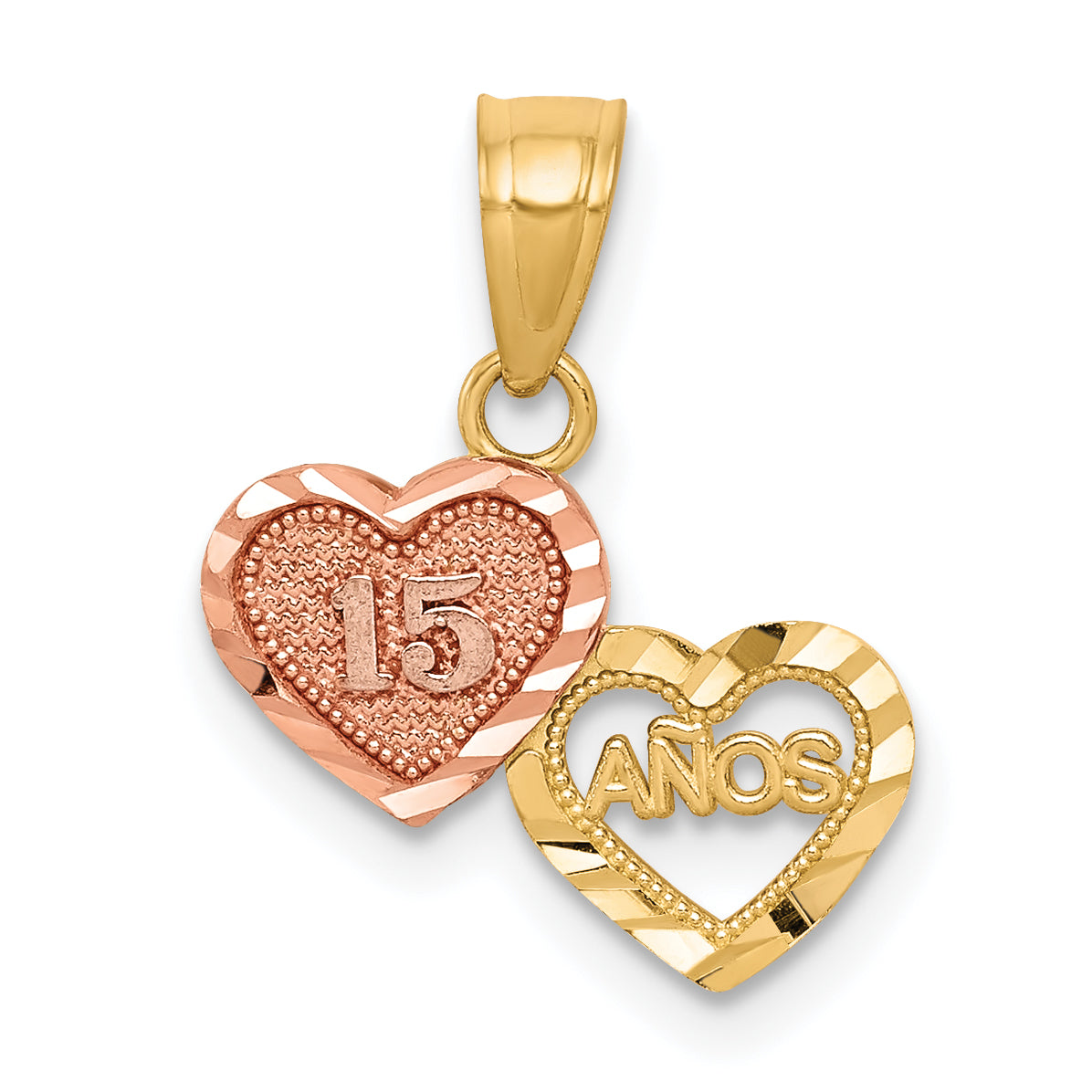 10K Two-Tone Small 15 Anos Charm