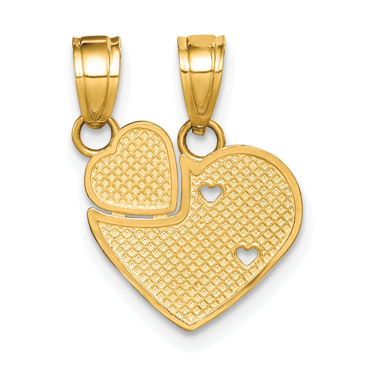 10K Yellow Gold Big Sis, Lil Sis Break-Apart Heart Charm