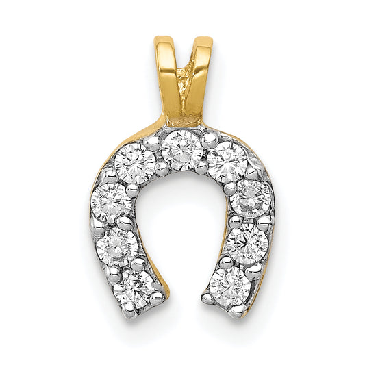 10K Yellow Gold Small Cz Horseshoe Charm