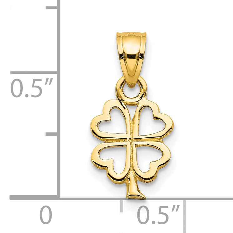 10K Yellow Gold Four Leaf Clover Charm