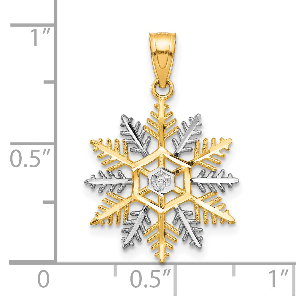 10K Yellow W/Rhodium Snowflake Charm