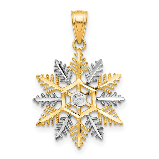 10K Yellow W/Rhodium Snowflake Charm