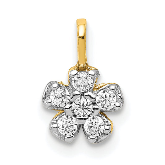 10K Yellow Gold Small Cz Flower Charm