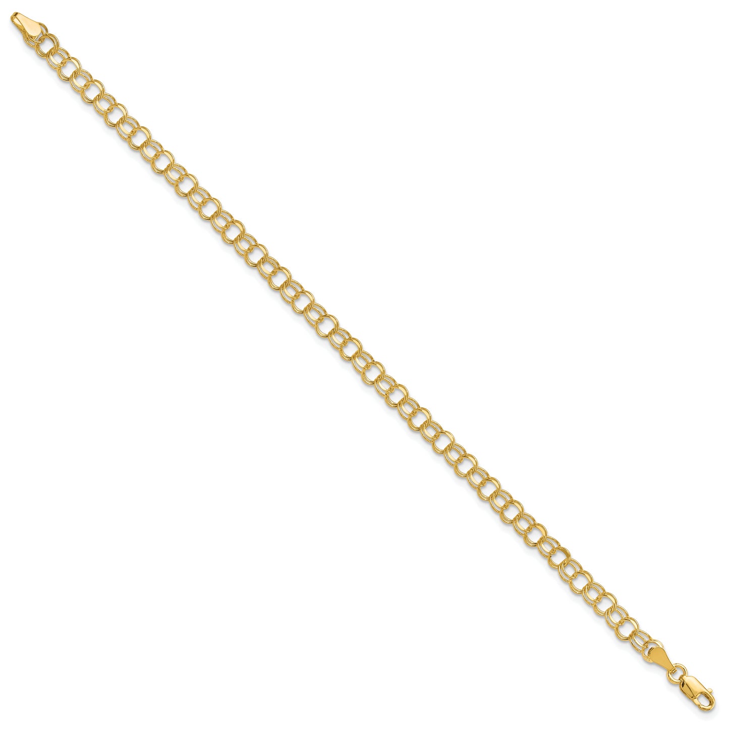 10K Yellow Gold 10Ky Solid Double Link Charm Bracelet