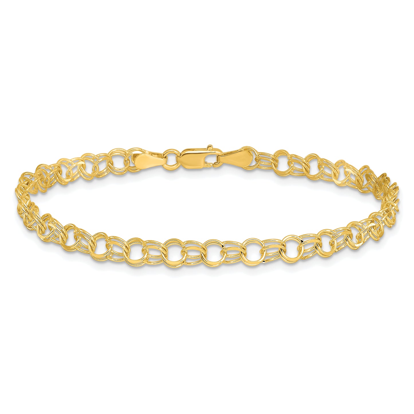 10K Yellow Gold 10Ky Solid Double Link Charm Bracelet