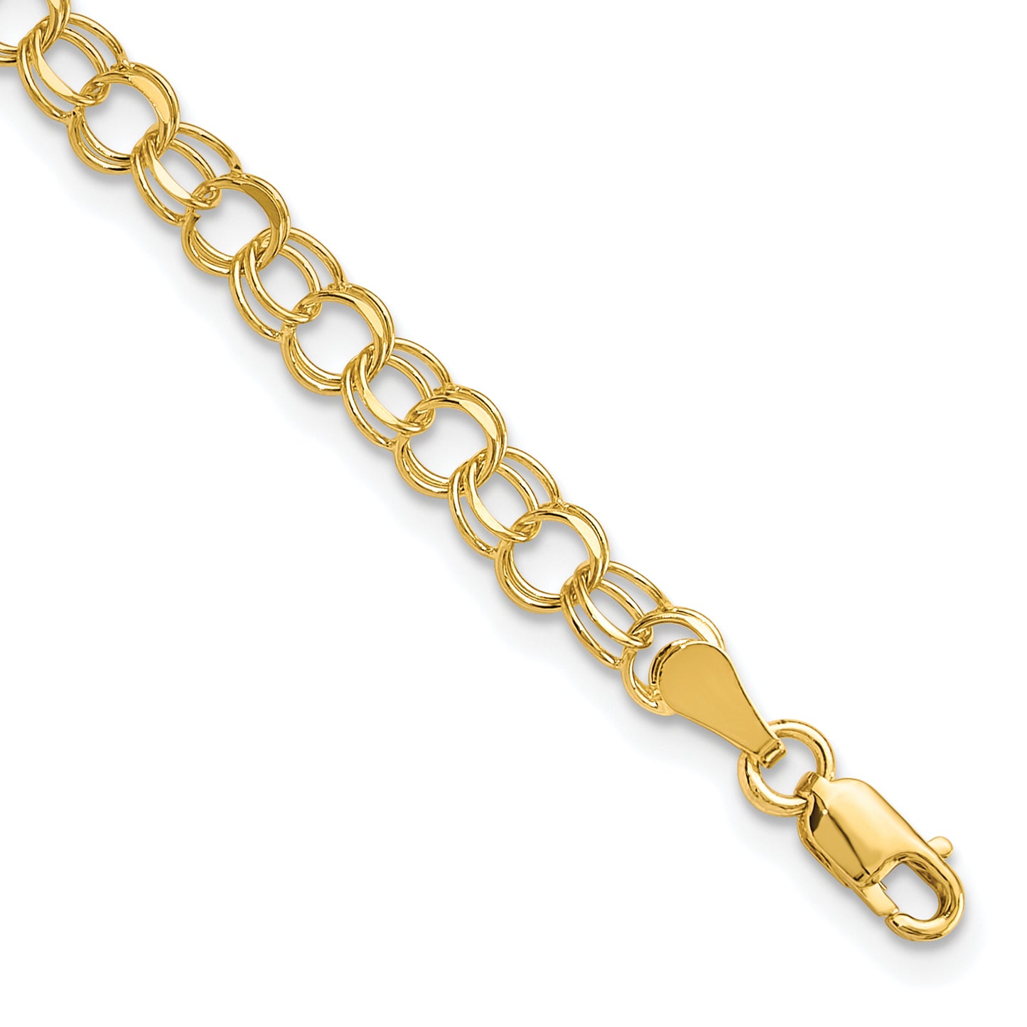 10K Yellow Gold 10Ky Solid Double Link Charm Bracelet