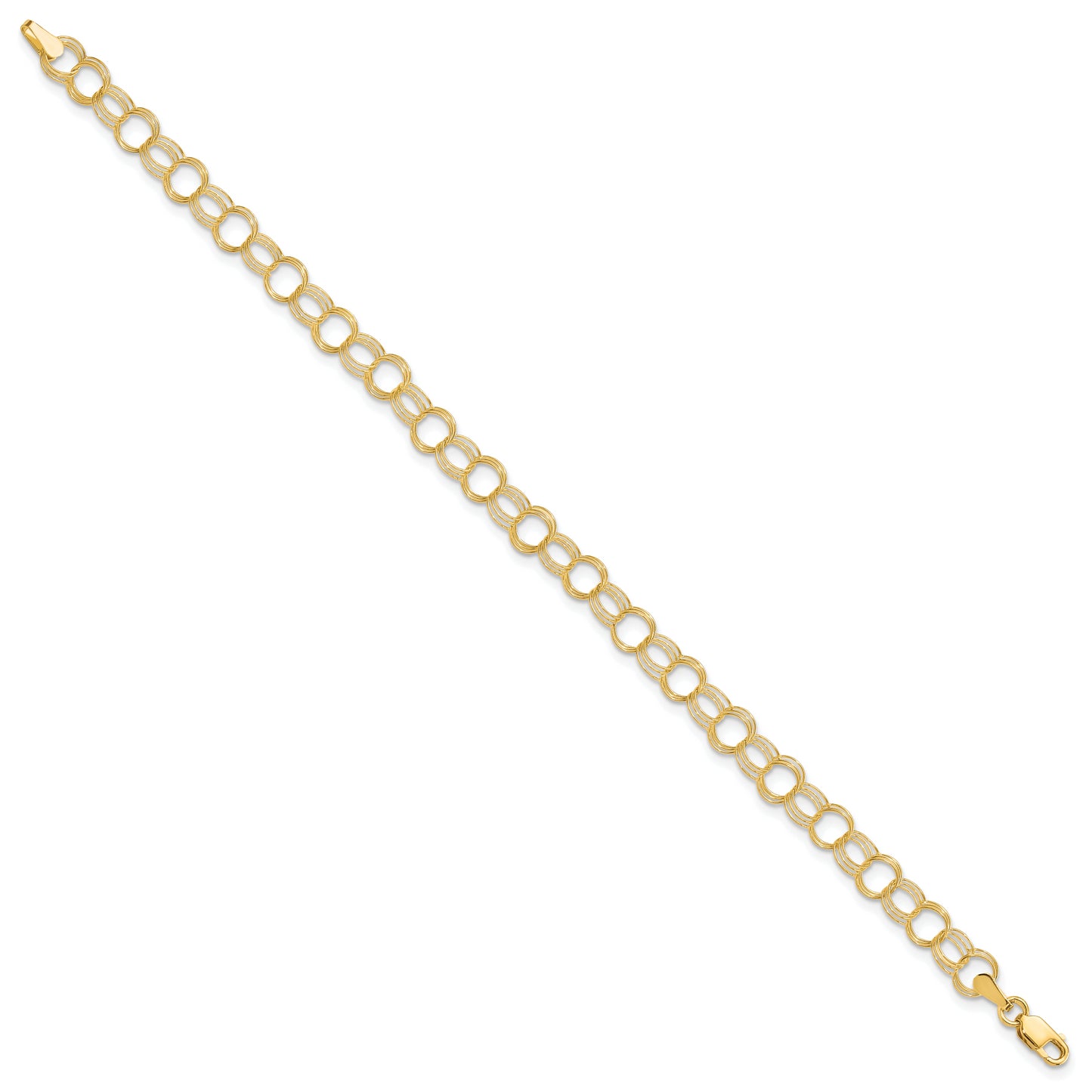 10K Yellow Gold Triple Link Charm Bracelet