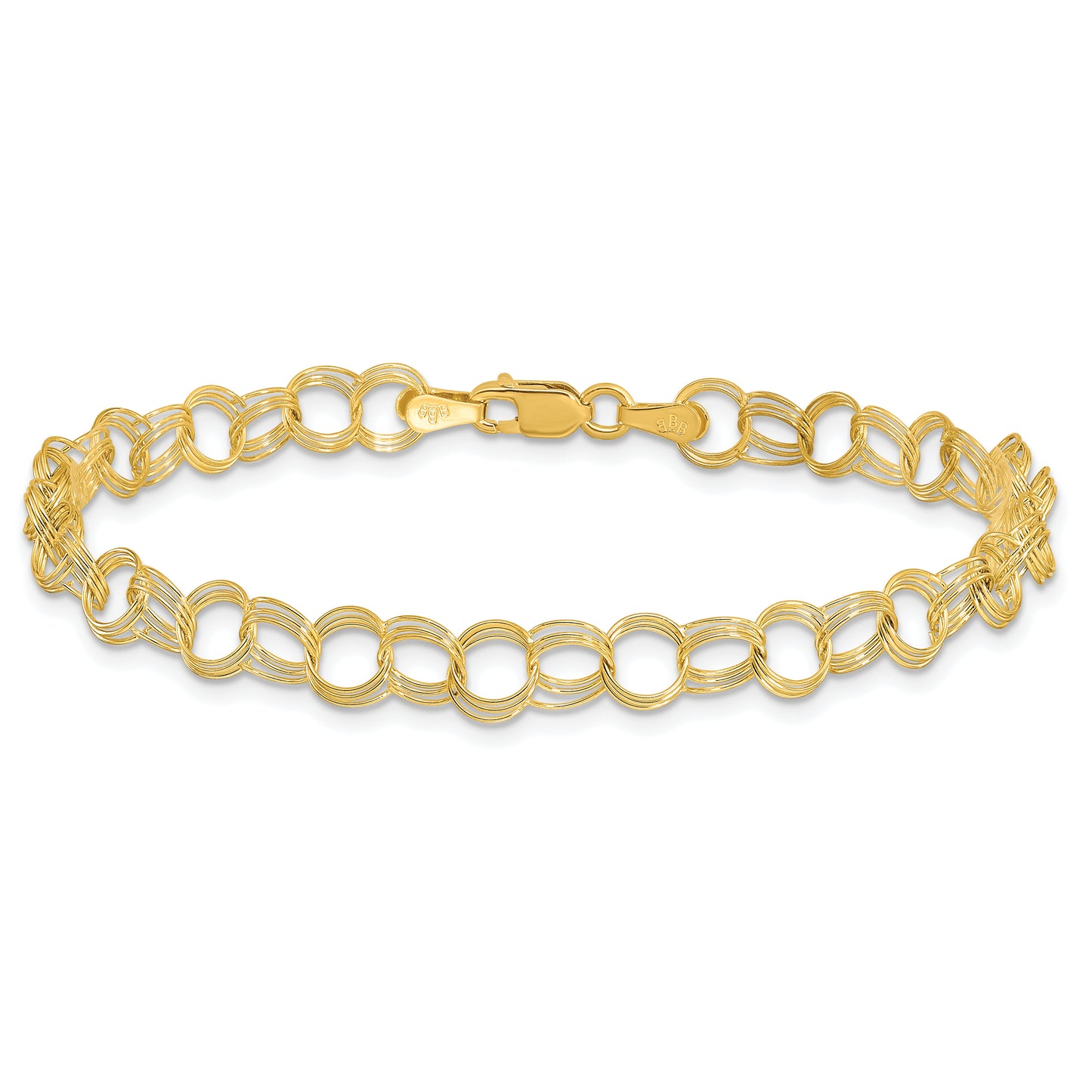 10K Yellow Gold Triple Link Charm Bracelet