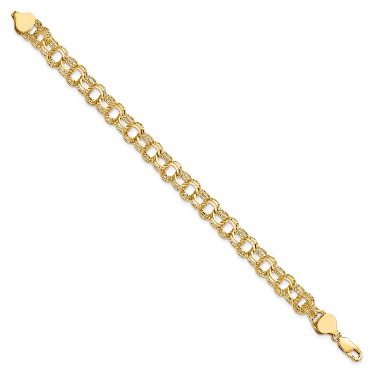 10K Yellow Gold Triple Link Charm Bracelet